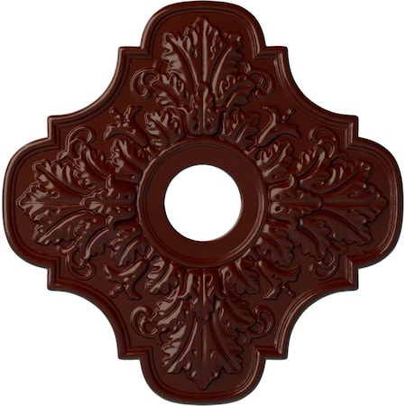 Ekena Millwork Peralta Ceiling Medallion (Fits Canopies up to 4 5/8"), 17 3/4"OD x 3 1/8"ID x 1"P, Brushed Mahogany CM17PEBMF